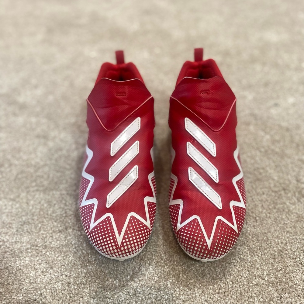 Adidas Red and White Sneakers with Modern Silhouette